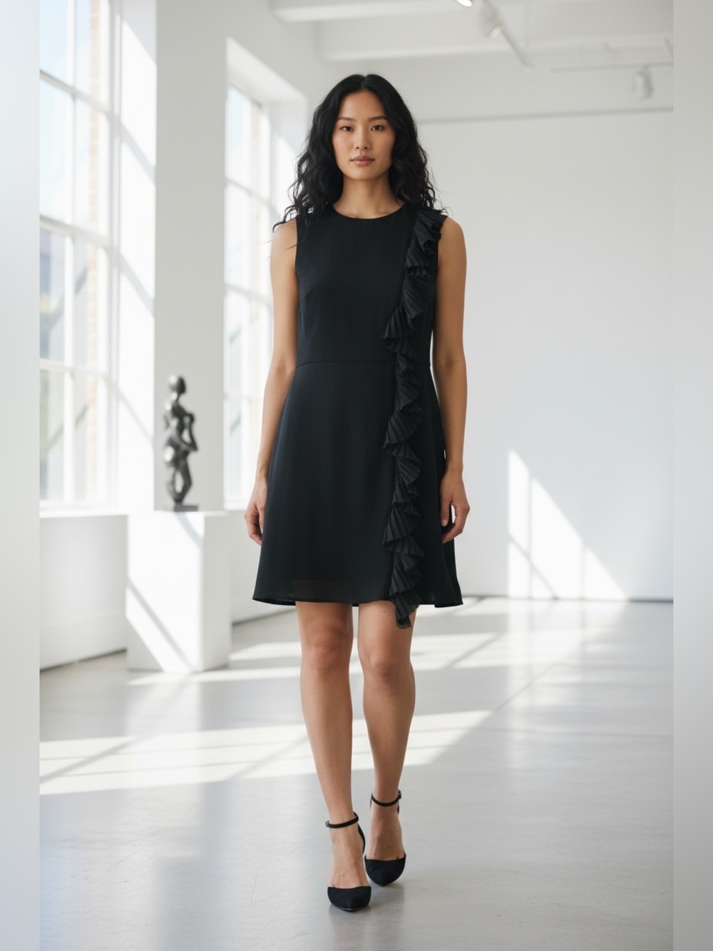 Altuzarra Sleeveless Ruffle Dress in Black, Size 38 (US 6)